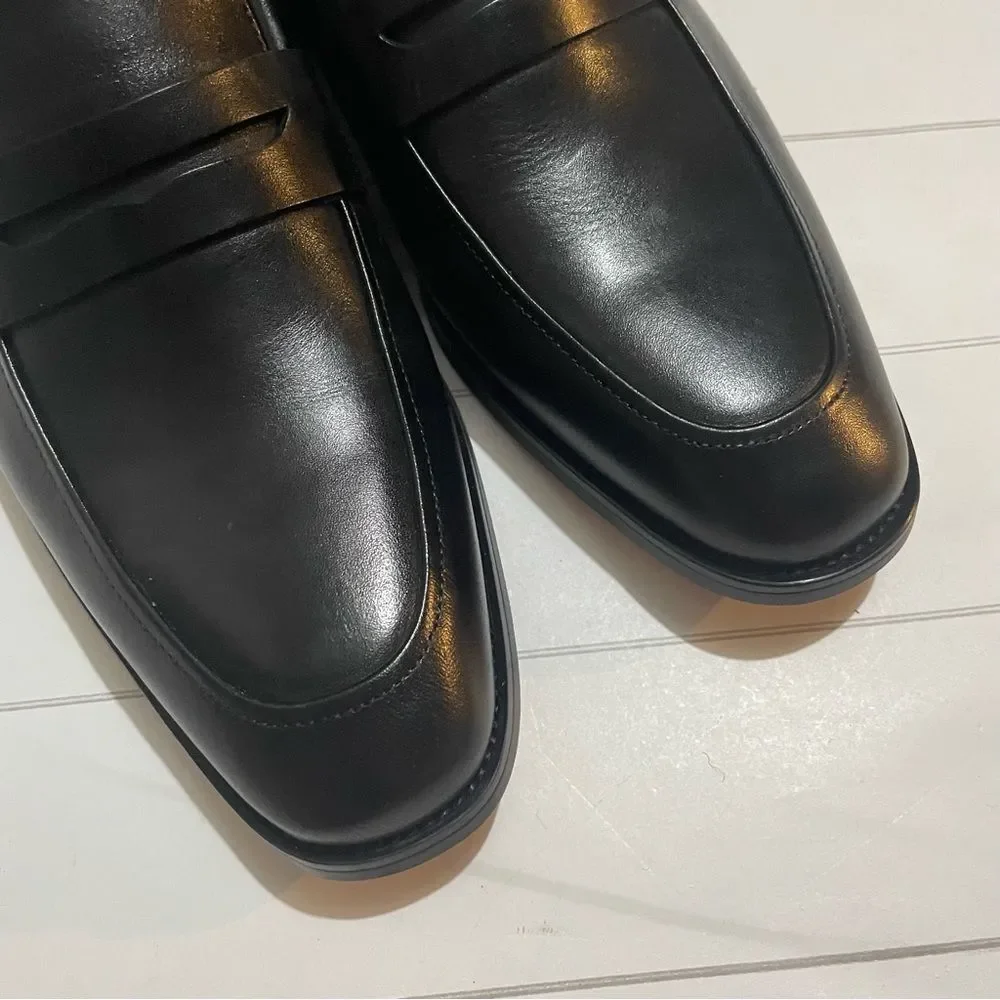Gifennse Men's NWOT Black Leather Slip On Narrow Fit Loafer Dress Shoes Size 7